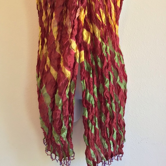 New Maroon Burgundy Striped Beach Scarf Wrap Pareo - Picture 10 of 11
